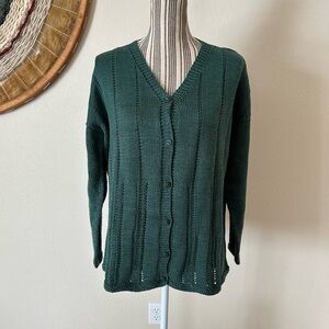 Nonia Cardigan Sweater Handknit In New Foundland Turquoise Woman's L